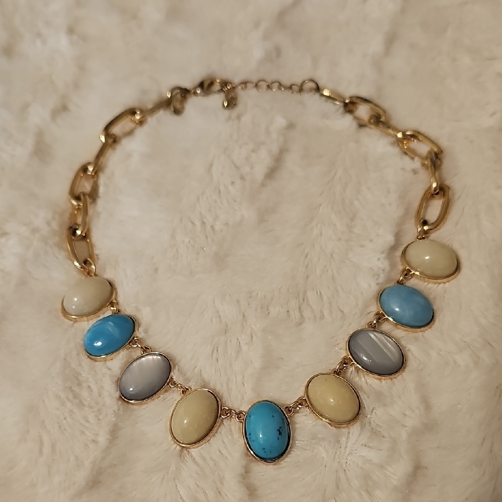 Charming Charlie Goldtone Blue Multi-shade Cabachon Women's Necklace